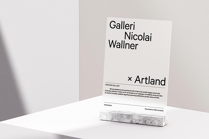 Artland gallery partner POS signage and display stand design